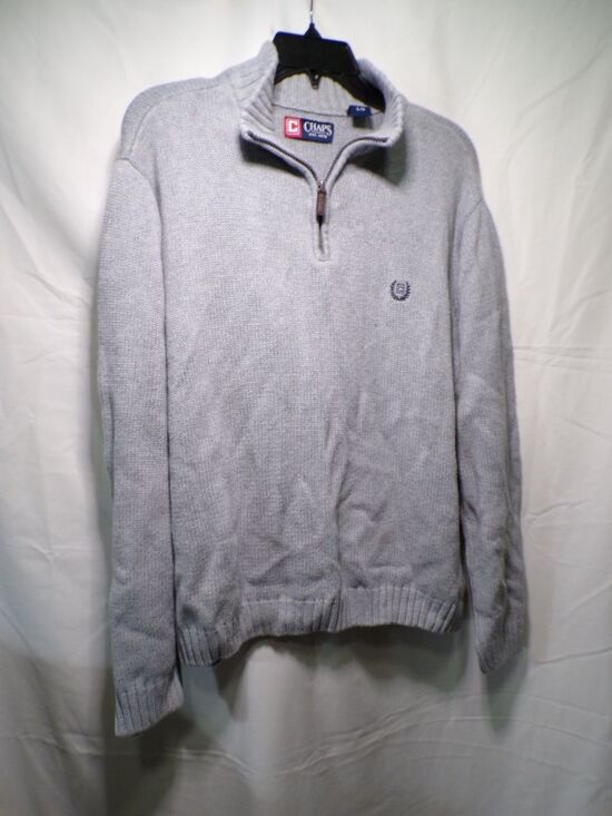 Chaps Other - Chaps Men's Large 1/4 Zip Mock Neck Cotton Sweater Light Gray L